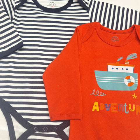 BRL - Pack of 3 - Long Sleeve Bodysuits - Red - Sea Life