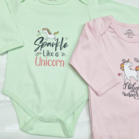 BRL - Pack of 3 - Long Sleeve Bodysuits - Green - Sparkle