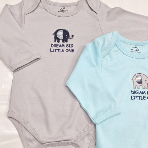 BRL - Pack of 3 - Long Sleeve Bodysuits - Blue - Brave