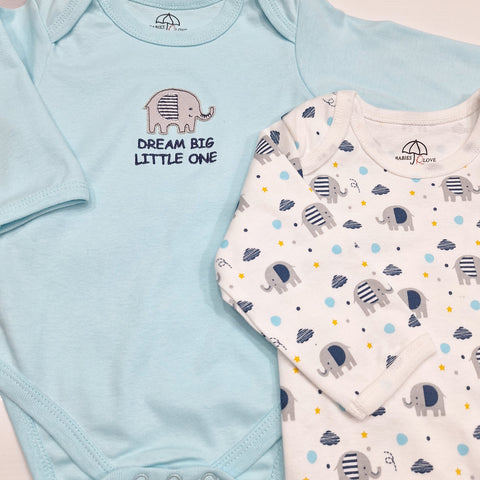 BRL - Pack of 3 - Long Sleeve Bodysuits - Blue - Brave