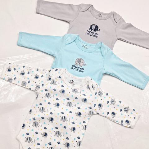 BRL - Pack of 3 - Long Sleeve Bodysuits - Blue - Brave