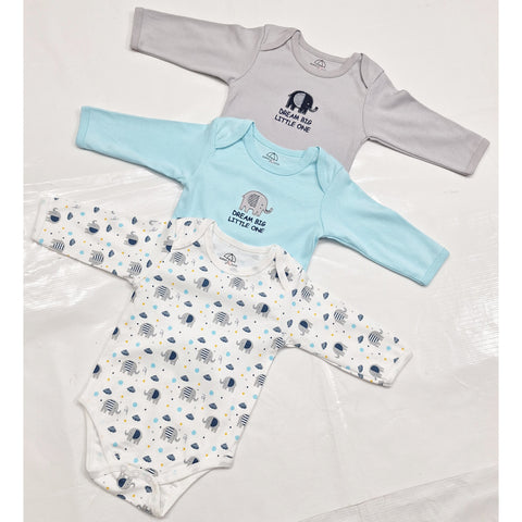 BRL - Pack of 3 - Long Sleeve Bodysuits - Blue - Brave