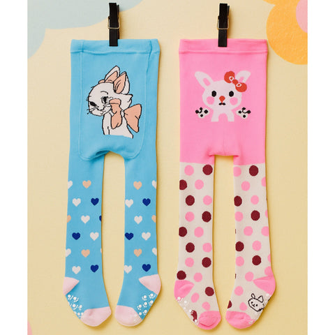 Pack of 2 - Anti-Slip Leggings - Girls - Blue & Pink - (56-62 | 6-12 Months)