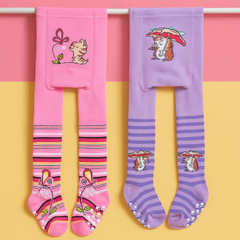 Pack of 2 - Anti-Slip Leggings - Girls -  Pink & Purple - (80-86 | 18-24 Months)