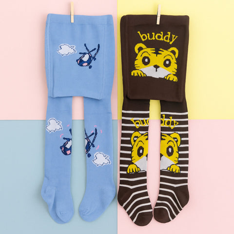 Pack of 2 - Leggings - Boys - Blue & Chocolate - (56-62 | 6-12 Months)