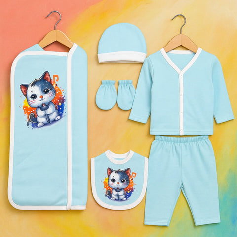 Fleece - 6 Pieces - 3D Character - Starter Set - Blue - Cat