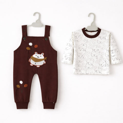 JS - 2 Pieces - Dungaree Set - Brown - Bear