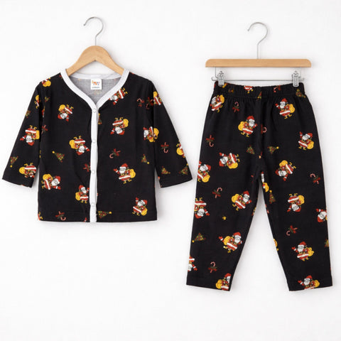 TBS - Cotton Jersey - Night Suit - Black - Santa - 26