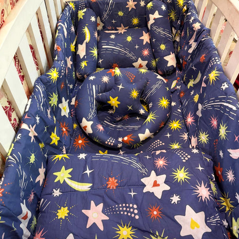8 Pieces Cot Bedding Set - Navy - Shining Stars