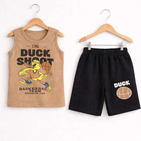 Cotton Jersey - Sando & Short - Brown - Duck