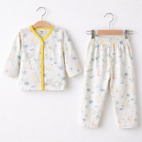 TBS - Cotton Jersey - Night Suit - White - Bunny - 26