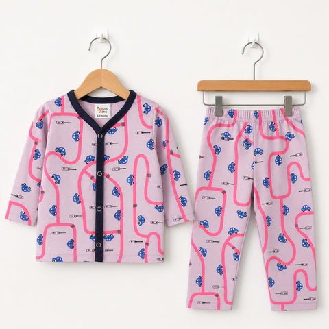 TBS - Cotton Jersey - Night Suit - Pink - Cars - 26