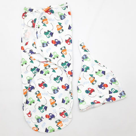 Swaddle with Cap - Colorful - Cars
