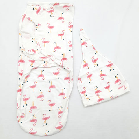 Swaddle with Cap - Pink - Flamingo