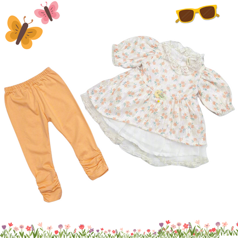 Net Frock - Flowers - Peach
