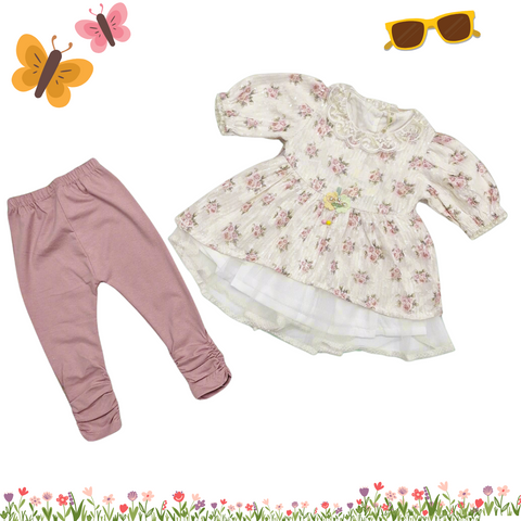 Net Frock - Flowers - Dark Pink