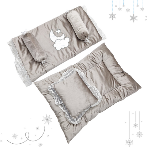 Royal's - 5 Pieces - Baby Bedding Set - Greyish Green