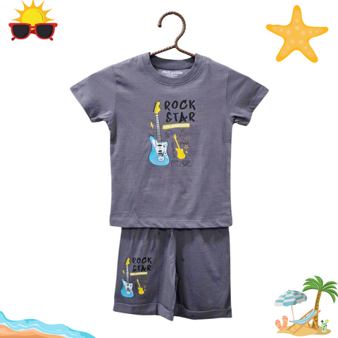 Lucido - T-Shirt & Shorts - Grey - Rock Star