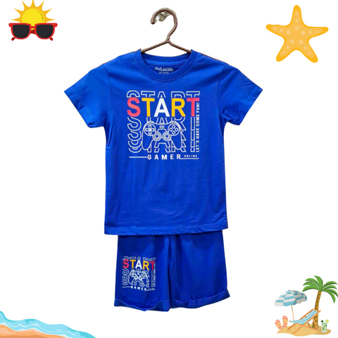 Lucido - T-Shirt & Shorts - Blue - Start