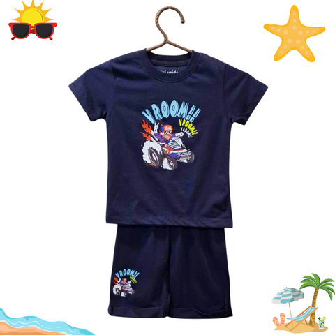 Lucido - T-Shirt & Shorts - Navy Blue - Vroom