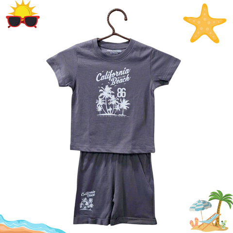 Lucido - T-Shirt & Shorts - Grey - Beach