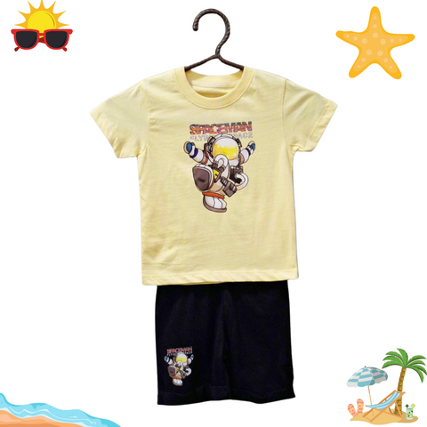 Lucido - T-Shirt & Shorts - Yellow - Astronaut