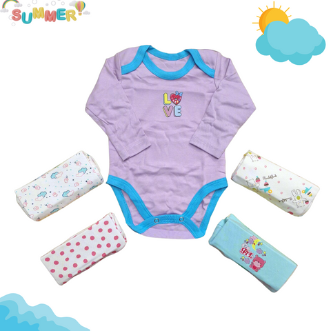 Little Love - Pack of 5 Long Sleeve Bodysuits - Girls