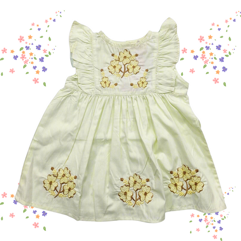 Pink Rose - Frock - Yellow