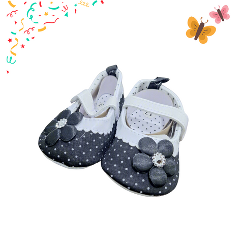 Baby Girl - Booties - Dots - Black