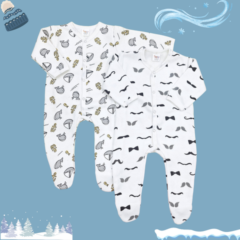 TBS - Pack of 2 Rompers - Fleece - Grey - Gentleman & Sea