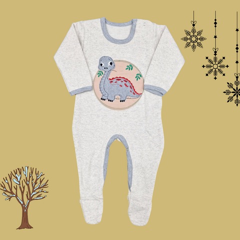 TBS - Fleece Romper - Grey - Dinosaur