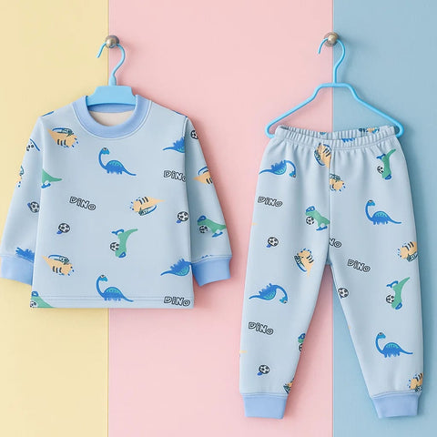 2 Pieces - Suit Set - Blue - Dino