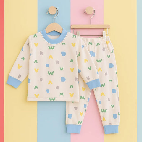 2 Pieces - Suit Set - Cream - Alphabets
