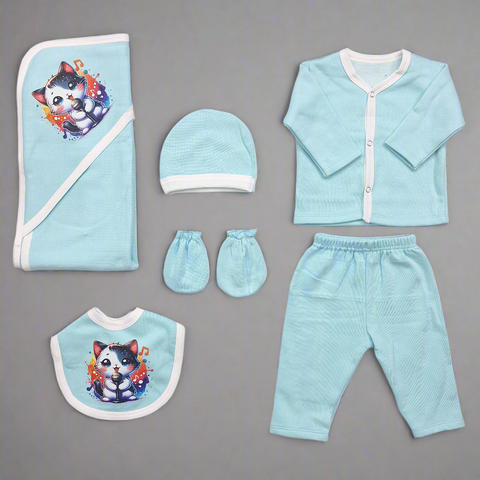 Fleece - 6 Pieces - 3D Character - Starter Set - Blue - Cat