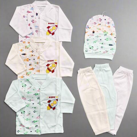 Kiddy's - Pack of 3 - Newborn Night Suits - Rocket