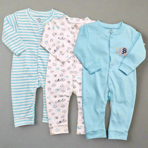 BRL - Pack of 3 - Sleep Suits - Blue - Lining