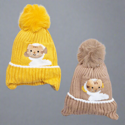 Street Six - Pack of 2 Caps - Cat - Yellow & Brown