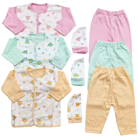 Little Stars - Pack of 3 - Newborn Night Suits - Sea Life