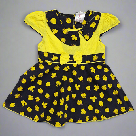 Pink & Pink - Frock - Vol 06-25 - Black & Yellow - Leaves