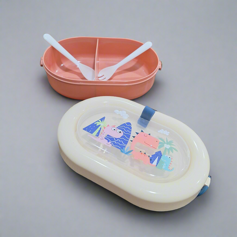 2 Pieces - Lunch Box & Water Bottle - Gift Set - Dinosaur - Pink