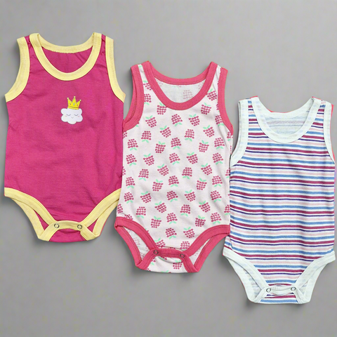 TBS - Pack of 3 Onesies - Girls - Pink & Grapes