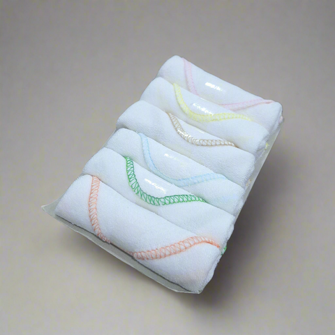 Little Home Baby - 6 Pack Face Towels - White