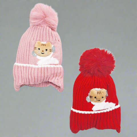 Street Six - Pack of 2 Caps - Cat - Red & Pink