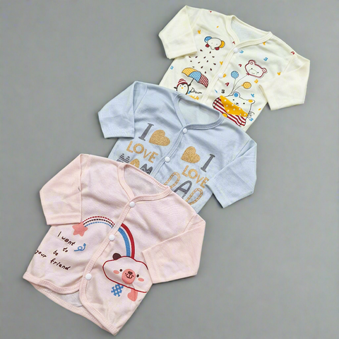3 Pack - Newborn Night Suits - Yellow Pink Grey - Characters - 25