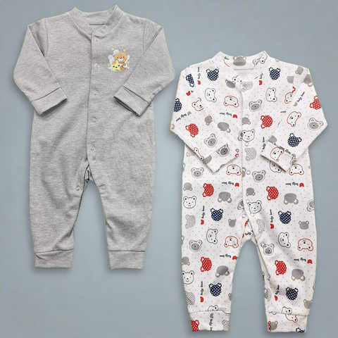 TBS - Pack of 2 Sleep Suits - Vol 02-25 - Grey & Bear