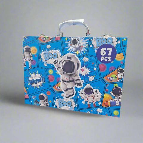 Wooden Stationery - Suitcase - 67 Pcs - Space - Blue