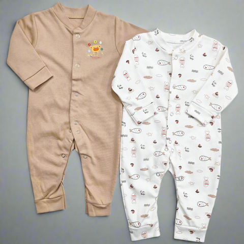TBS - Pack of 2 Sleep Suits - Vol 02-25 - Brown & Fish