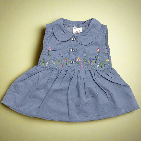 Pink & Pink - Frock - Vol 06-25 - Blue - Leaves