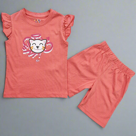 TBS_BRL - T-Shirt & Shorts - Pink - Funny Cat