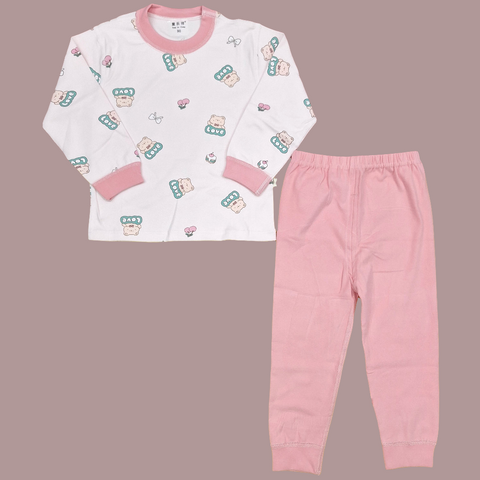2 Pieces - Printed Set - Pink - Love Bear